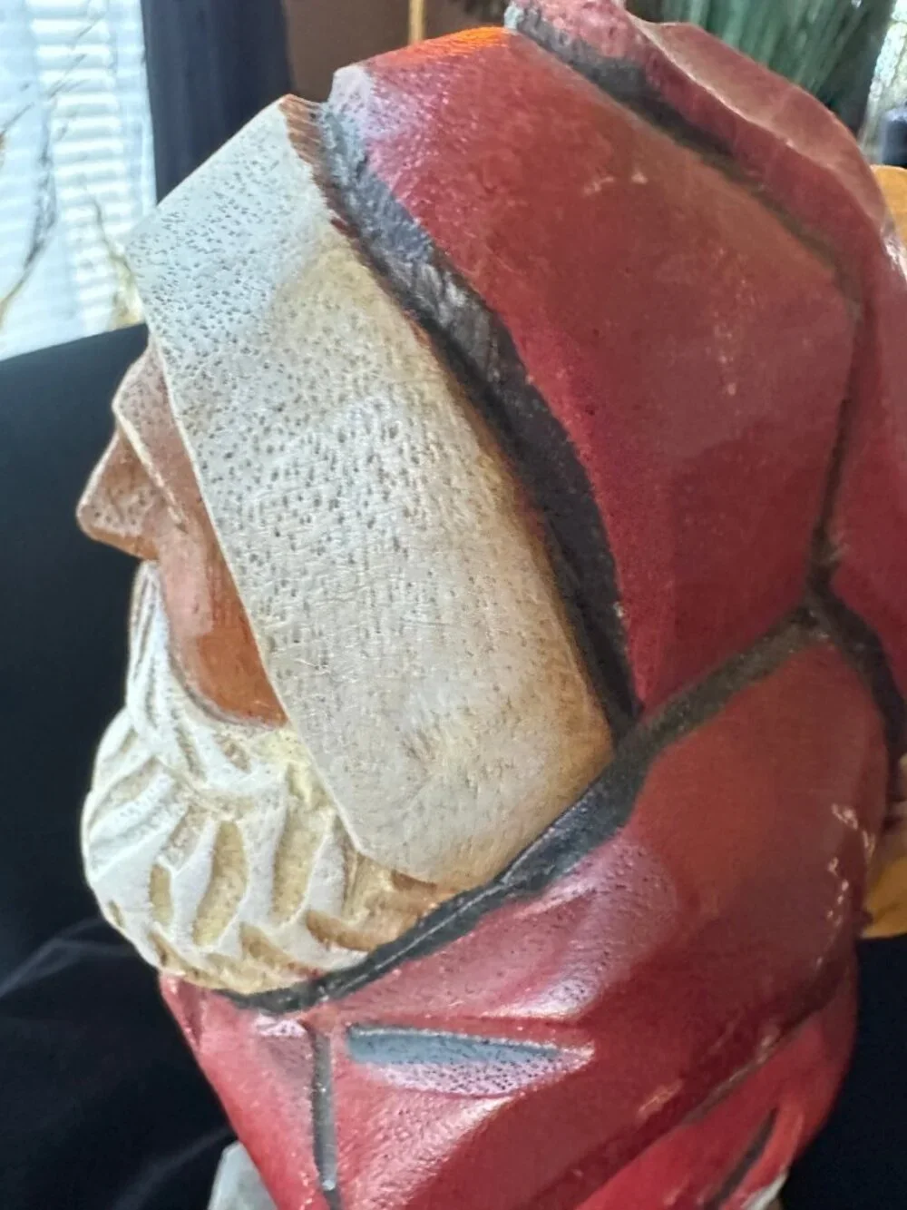 Rustic Vintage Hand Carved Wooden Old World Santa Claus Figurine Folk Art